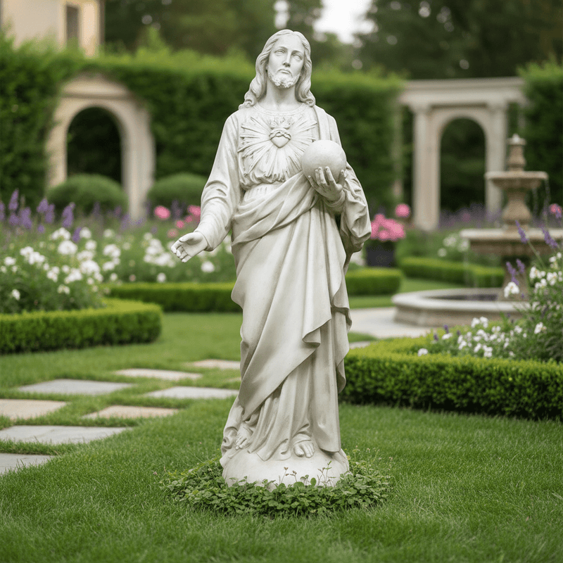 Sacred Heart of Jesus Religious Statue (62 - Inch) Side Angle