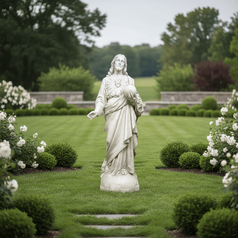 Sacred Heart To The World Statue (62 - Inch) Side Angle