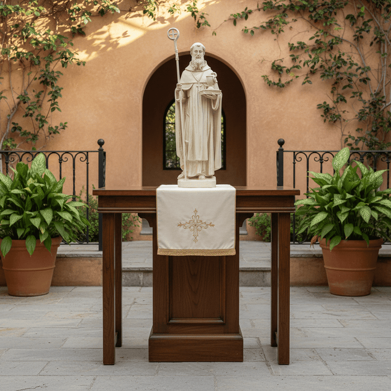 Saint Benedict Religious Statue (30 - Inch) Side Angle