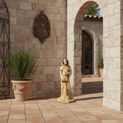 Saint Fiacre Religious Statue (12 - Inch) Side Angle
