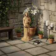 Saint Fiacre Religious Statue (12 - Inch) Side Angle