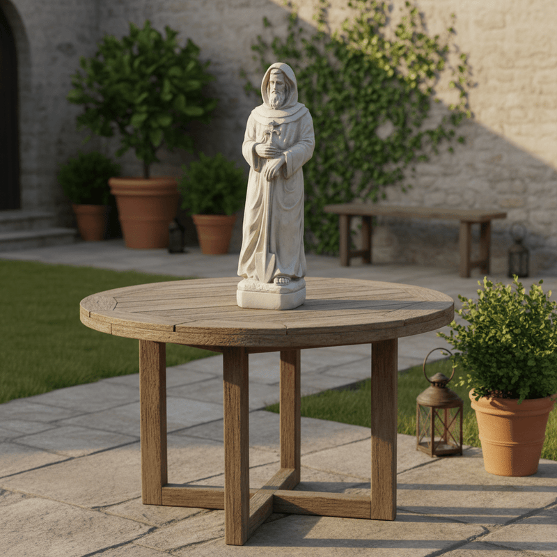 Saint Fiacre Religious Statue (25 - Inch) Side Angle