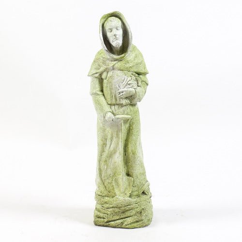 Saint Fiacre Religious Statue on Rock Base (25 - Inch) Side View