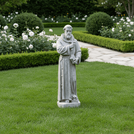 Saint Francis Holding Cross Statue (38 - Inch) Side Angle