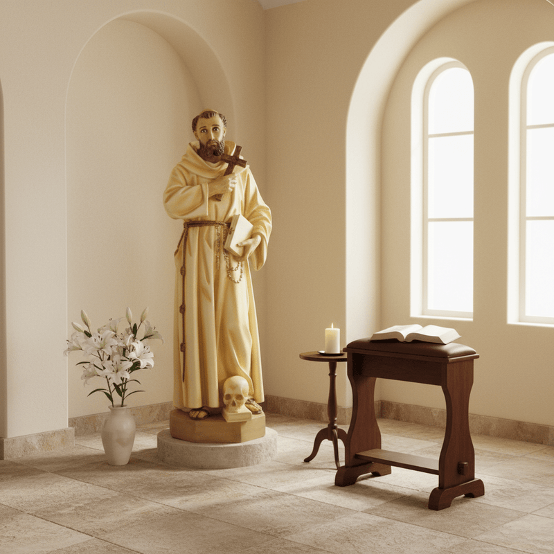 Saint Francis with Skull and Cross Statue (63-Inch)