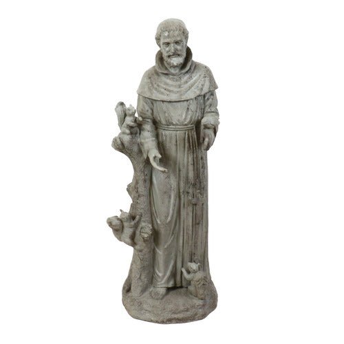 Saint Francis with Squirrels Statue (37 - Inch) Side View