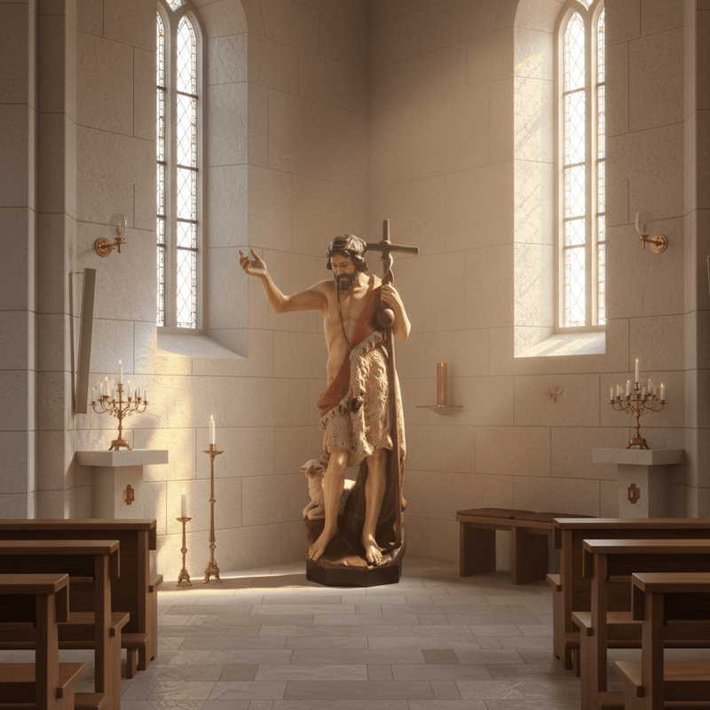 Saint John the Baptist with Staff Statue (60-Inch)