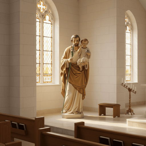 Saint Joseph with Child and Lily Statue (65 - Inch) Side Angle