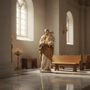 Saint Joseph with Child and Lily Statue (65 - Inch) Side Angle