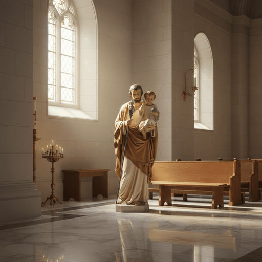 Saint Joseph with Child and Lily Statue (65 - Inch) Side Angle