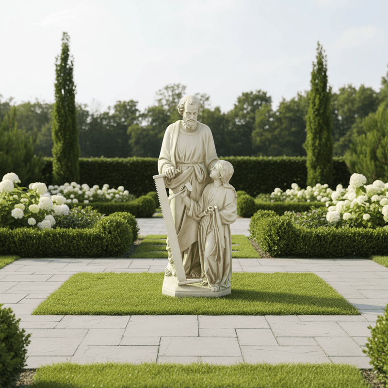 Saint Joseph with Child and Tools Statue (55 - Inch) Side Angle