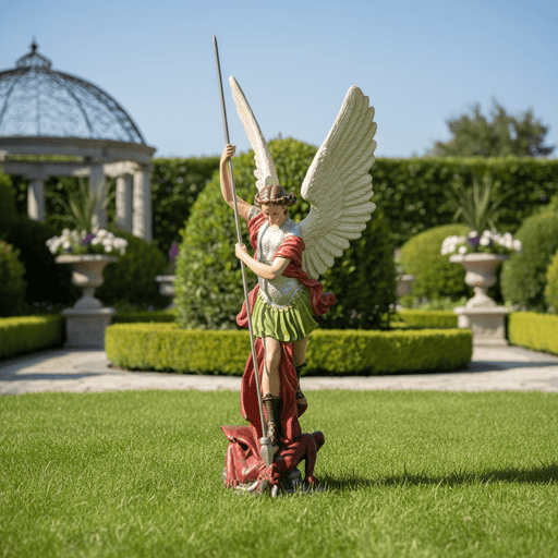 Saint Michael Defeating Satan Statue (58 - Inch) Side Angle