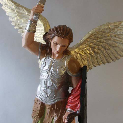 Saint Michael with Sword and Fire Statue (38 - Inch) Side Angle View