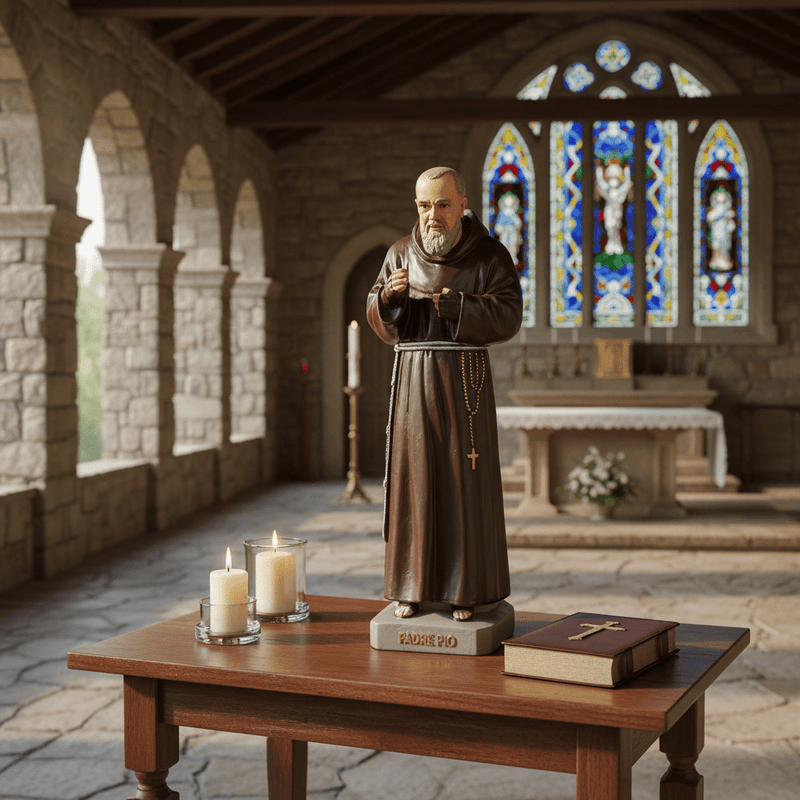 Saint Padre Pio Statue (22 - Inch) Side Angle