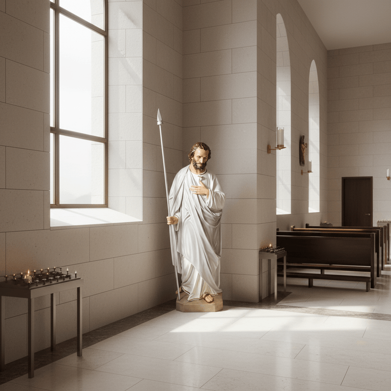 Saint Thomas with Spear Statue (60 - Inch) Side Angle