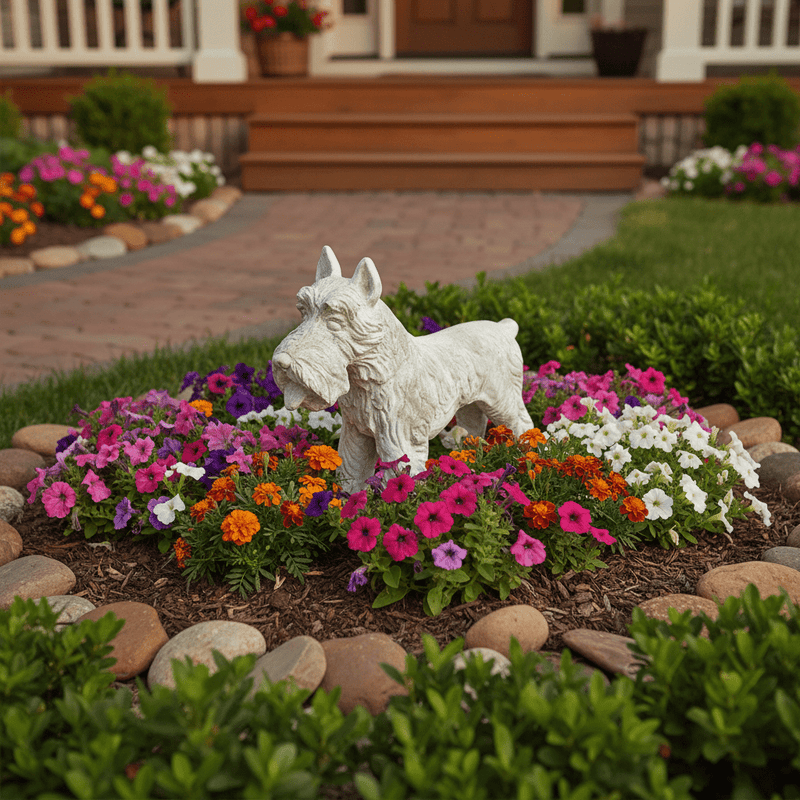 Schnauzer Dog Garden Statue (14 - Inch) Side Angle