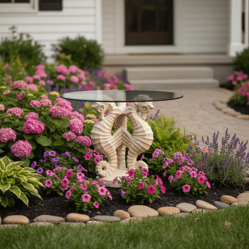 Sea Horse Garden Statue (28 - Inch) Side Angle