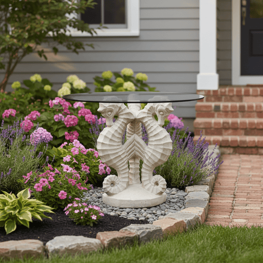 Sea Horse Garden Statue (28 - Inch) Side Angle