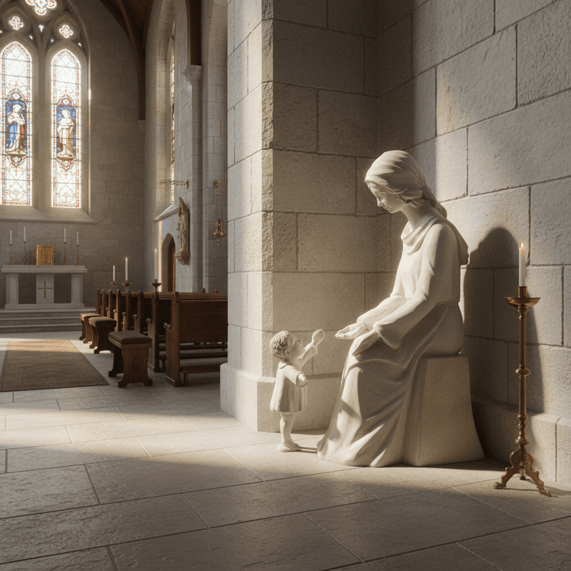 Seated Mary with Baby Jesus Statue (57-Inch)