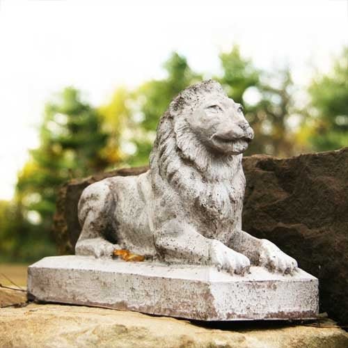 Sentinel Lion Small Garden Statue (8 - Inch) Other Angle