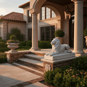 Sentinel Lion Small Garden Statue (8 - Inch) Side Angle