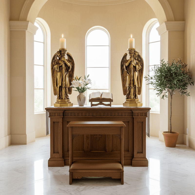 Set of Large Winged Guardian Angels with Candleholder Outdoor Statue (27-Inch)