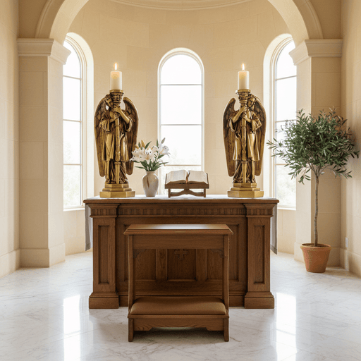 Set of Large Winged Guardian Angels with Candleholder Outdoor Statue (27-Inch)