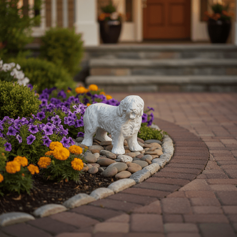 Spring Dog Statue Outdoor Sheep Dog Garden Statue (14-Inch) — Bella Statues