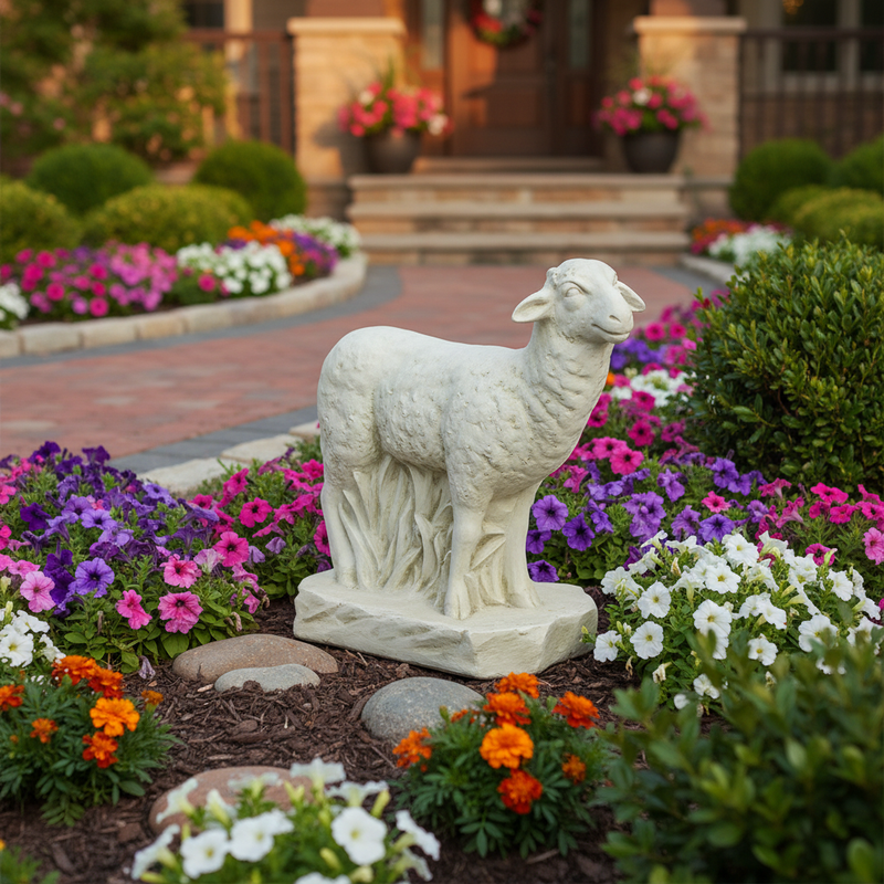 Sheep Garden Statue (23 - Inch) Side Angle