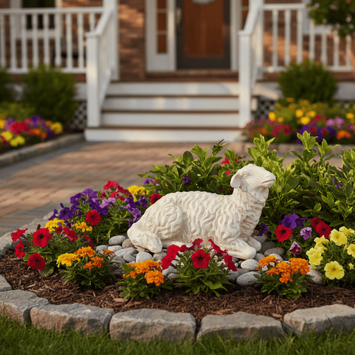Sheep Garden Statue (6 - Inch) Side Angle