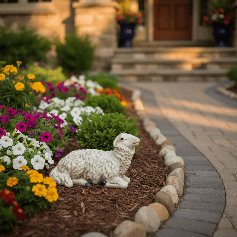 Sheep Garden Statue (6 - Inch) Side Angle