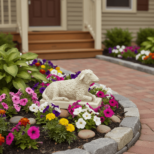 Sheep Garden Statue (8 - Inch) Side Angle