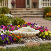 Shell Birdbath Garden Statue (15 - Inch) Side Angle