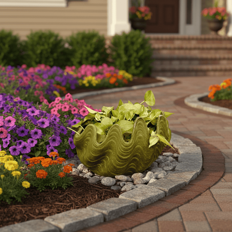 Shell Garden Statue (10.5 - Inch) Side Angle
