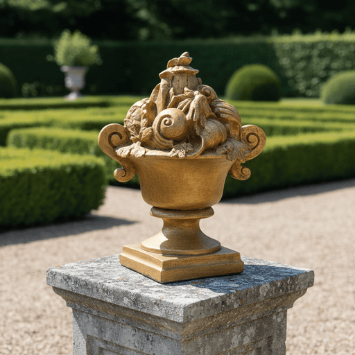 Shell Ocean Finial Outdoor Statue (13 - Inch) Side Angle