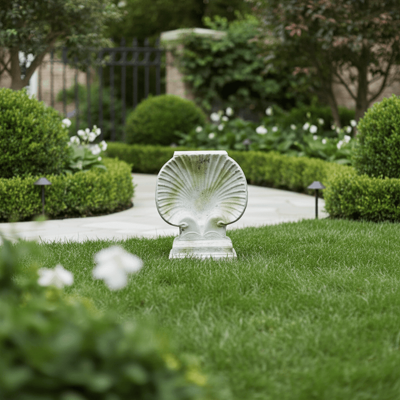 Shell Table Base Garden Statue (30 - Inch) Side Angle