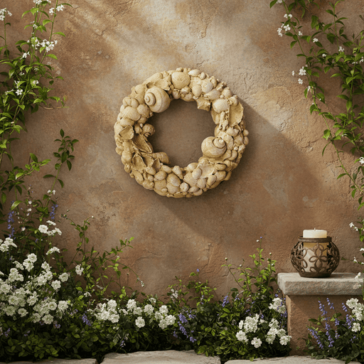 Shell Wreath Garden Plaque (15.0 - Inch) Side Angle