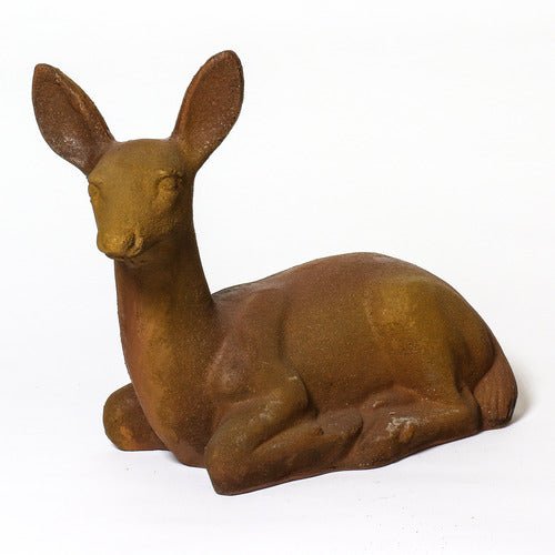 Sitting Deer Fawn Garden Statue (14 - Inch) Side View