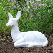 Sitting Deer Fawn Garden Statue (14 - Inch) Side Angle