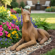 Sitting Doberman Dog Statue (22 - Inch) Side Angle