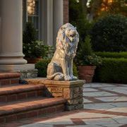 Sitting Lion Garden Statue (23 - Inch) Side Angle