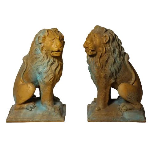Sitting Lion Garden Statue (24 - Inch) Side View