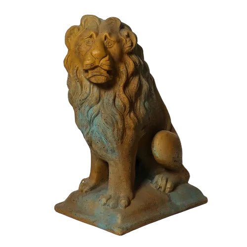 Sitting Lion Garden Statue (24 - Inch) Side View