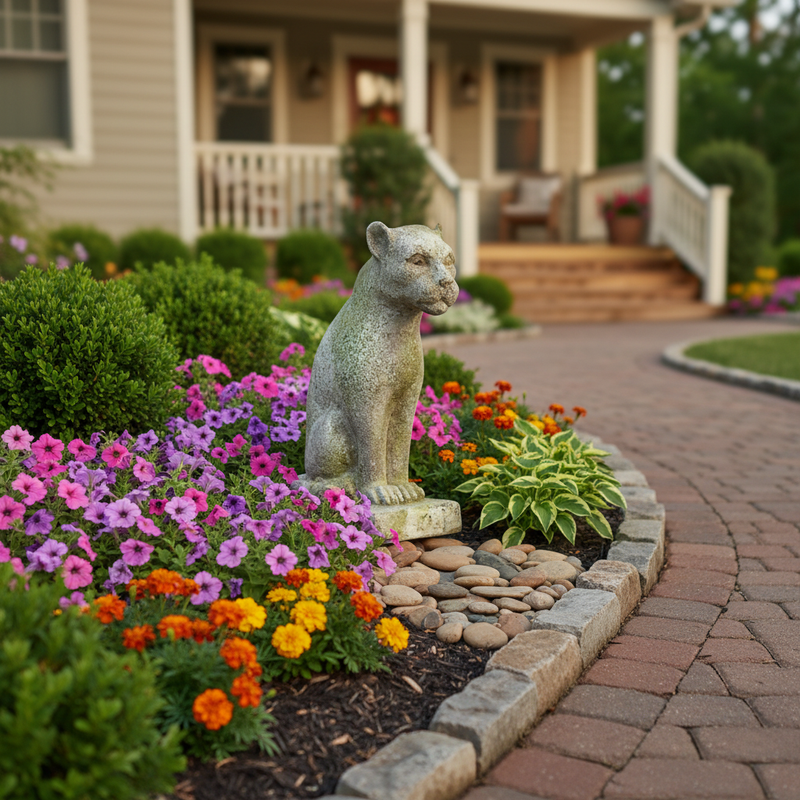Sitting Panther Garden Statue (22-Inch)