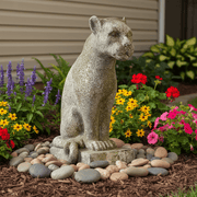 Sitting Panther Garden Statue (22 - Inch) Side Angle