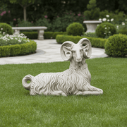 Sitting Ram Garden Statue (30 - Inch) Side Angle