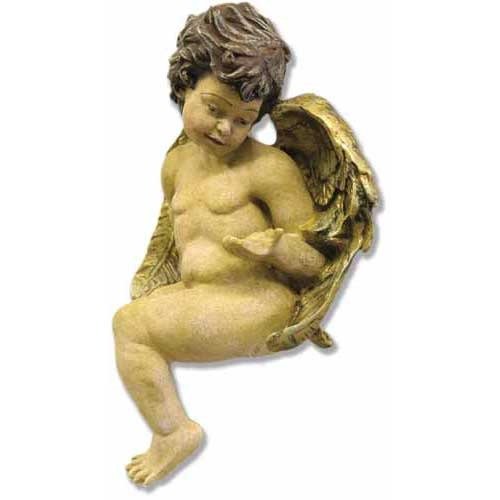 Sitting Winged Cherub Outdoor Statue (10 - Inch)