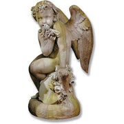 Sitting Winged Cherub With Doll Outdoor Statue (34 - Inch) Side View