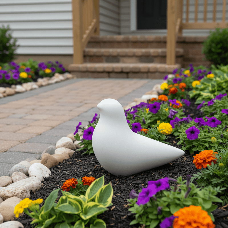 Sleek Bird Garden Statue (7 - Inch) Side Angle