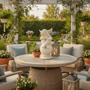 Sleeping Cherub on Sphere Outdoor Statue (17 - Inch) Side Angle